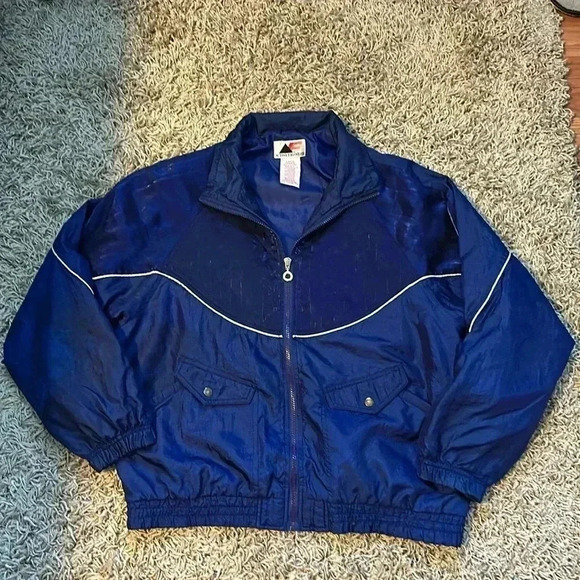 Vintage Active Frontier Men's Large Nylon Windbreaker Jacket - Retro Blue - Picture 3 of 9
